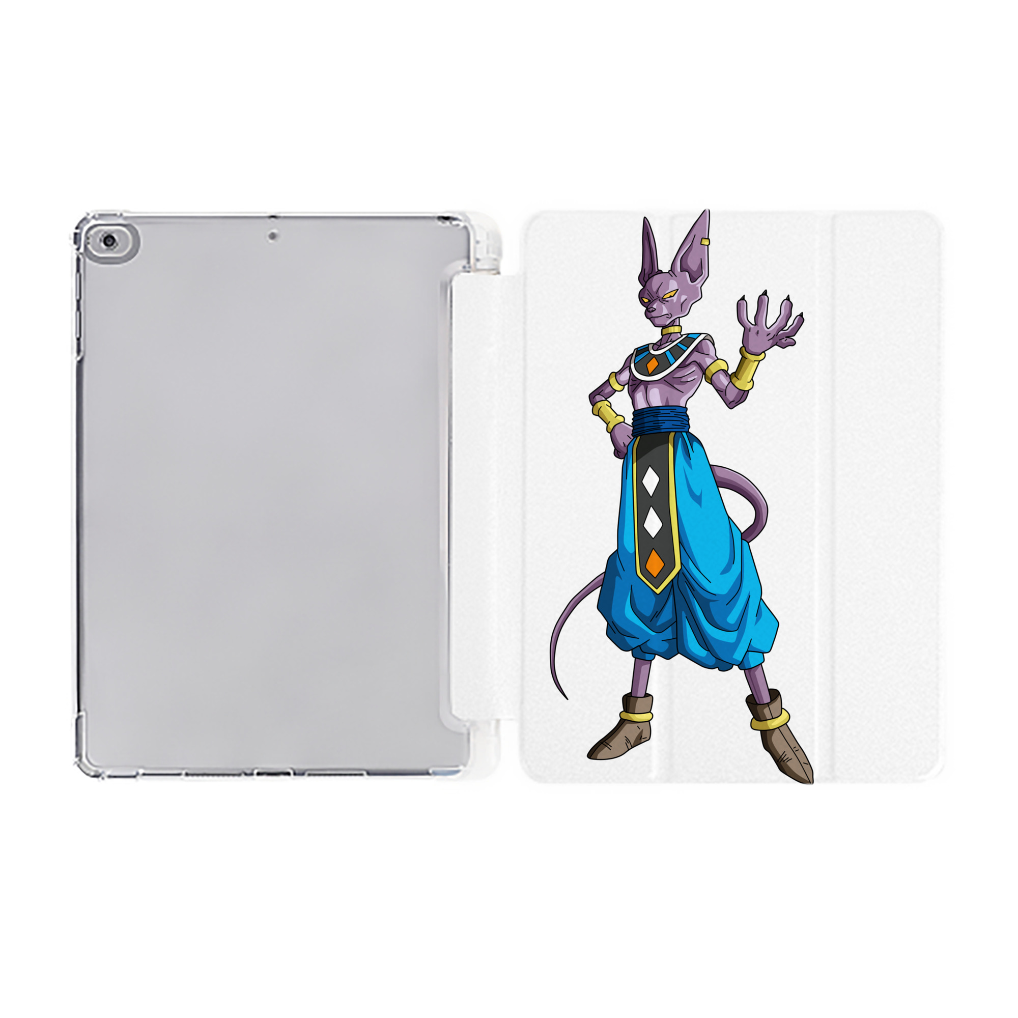 （画像用） ドラゴンボール ビルス 破壊神ビルス DRAGON BALL Beerus Birusu IPad ケース ペン収納付き 三つ折りスタンド PUレザー×シリコン 対応機種9.5/10.5/10.9インチ